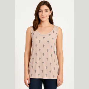 Express Light Pink Tank Top with Cross Pattern